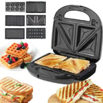 850W 6-in-1 Sandwich Toaster Waffle Maker Grill Panini Press Deep Fill