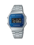 Casio A168WEM-2BEF Silver/Blue Unisex Watch, Silver, Men