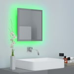 Badeværelsesspejl med LED-lys 40x8,5x37 cm akryl grå højglans