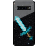 Samsung Galaxy S10 Svart Mobilskal Med Glas Minecraft Svärd