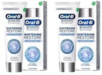 2 x Boxes Oral-B 3D White Clinical Whitening Restore. Power Fresh. 75 ml Size.