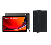 Samsung Galaxy Tab S9+ 12.4" Tablet (512 GB, Graphite) & Galaxy Tab S9+ Slim Book Cover Keyboard Case Bundle, Black,Silver/Grey