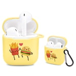 Idocolors French Fries Burger Compatible with Airpod Yellow Soft TPU, [ Supports Wireless Charging ] Protective Cover for Airpods 1st and 2nd Gen
