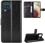 SS Tech Case For Galaxy A12, Samsung A12 Cover {Wallet Style} PU Leather Flip Cover, Elegant Card Slot and Magnetic Closure Case (BLACK)