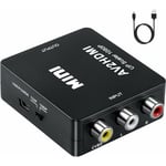 Linghhang - Adaptateur rca vers hdmi, convertisseur audio et vidéo av vers hdmi prenant en charge 1080P avec cordon d'alimentation usb pour PS2