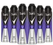 6 x 250ml SURE Men Active Dry 48h Anti-Perspirant Body Spray Deodorant