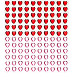 Rhinestone stickers hjärtan – 240 röda och kristalliknande hjärtan. Ø8 mm