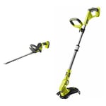 Ryobi RY18HT55A-120 18V ONE+ Cordless 55cm Hedge Trimmer Kit (1 x 2.0Ah) & OLT1832 ONE+ Cordless Grass Trimmer, 25-30cm Path (Zero Tool), 18 V, Hyper Green (Battery, Charger and Blade Not Included)