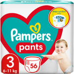 Pampers Pants Size 3 buksebleer til engangsbrug 6-11 kg 56 stk.