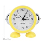 (Yellow)Cute Face Night Luminous Alarm Clock Double Bell Alarm Clock Bedside UK