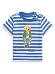 Ralph Lauren Baby Boys Stripe Bear Short Sleeve T-shirt - New England Blue, Multi, Size 18 Months
