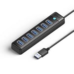 Orico USB-A Hub 7x USB-A 3.0 / 1x USB-C 5V-3A 1m - Svart