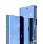 Wuzixi Case for Xiaomi Poco F2 Pro. Plating Ultra Slim Fit Mirror Makeup Plating Flip Case, Mirror Protective Case with Kickstand, phone case for Xiaomi Poco F2 Pro.Blue