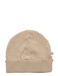 Knit Rib Beanie Baby Accessories Headwear Hats Beanie Beige Müsli By Green Cotton