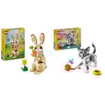 LEGO Creator 3en1 Jouet Chat Joueur Se transforme en Pigeon ou Figurine Chien de Compagnie + Jouet Lapin Mignon 3en1 - Se transforme en Figurine Llama ou Phoque 31163 + 31162