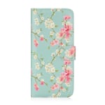 32nd Floral Series - Design PU Leather Book Wallet Case Cover for Motorola Moto G7 Power, Designer Flower Pattern Wallet Style Flip Case With Card Slots - Spring Blue