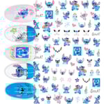 3 st Cartoon Nail Art Stickers，Söt Nail Stickers Nail Stickers Självhäftande 3D Stitch Nail Stickers för Kvinnor Barn Flickor Manikyr DIY eller Nagel