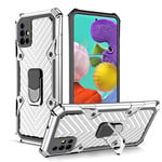 EYZUTAK Case for Samsung Galaxy A51 (4G), Military Grade Protective Phone Case with Magnetic Car Mount 360 Degree Rotation Metal Finger Ring Holder Magnet Car Holder Shockproof Case - Silver