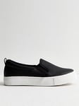 New Look Black Leather-look Slip On Trainers, Black, Size 4, Women