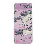 Yoga Mat Cute White Unicorns Pink Little Stars Workout Sport Mat 183 X 61 X 0.6CM Premium Quality Non Slip Exercise Mat with Carrying Strap 1/4 inch Gymnastics Workout Pilates Fitness 72x24in