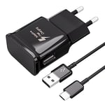 Chargeur Rapide pour Téléphone Samsung, Chargeur USB avec Câble USB Type C Compatible avec Samsung Galaxy S21, S20, S10, S9, S8, A13, A14, A23, A30, A40, Note10, 9, Chargeur de Tablette USB C