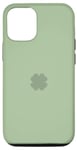 iPhone 15 Pro Lucky Clover - Trendy Pastel Sage Green Case