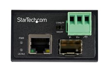 StarTech.com Industrial Fiber to Ethernet Media Converter, 100Mbps SFP to RJ45/Cat6, Singlemode/Multimode Optical Fiber to Copper Network, 12-56V DC, IP-30/ -40 to +75C, Fiber to Ethernet - SFP to RJ45 Converter (IMC100MSFP) - fibermedieomformer - 10Mb LA