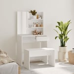 Ensemble de table de toilette avec tabouret 74-5x40x141 cm disponible dans différentes couleurs Couleur : Blanc
