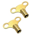 2 Brass Radiator Keys - Rad Bleed Vent Air Lock Key Plumbers Valve Key