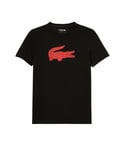 Lacoste Mens SPORT 3D print crocodile jersey t-shirt for men in black and red Cotton - Size X-Small