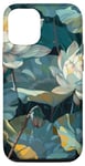 Coque pour iPhone 14 Style de peinture à l'huile de fleurs de lotus Art Design