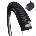 Fincci Set 26 x 2.125 Bike Tyres 57-559 Foldable 26 inch Mountain Bike Tyre with Schrader Valve Inner Tubes for MTB Hybrid City Bike Bicycle Cycle