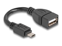 Delock - Usb-Kabel - Micro-Usb Typ B (Hane) Till Usb (Hona) - 11 Cm - Ubs On-The-Go (Otg) - Svart