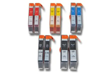vhbw 10x cartouches compatible pour HP Photosmart B010, B109, B109a, B010A imprimante - Set cyan, magenta, photo noir, noir, jaune