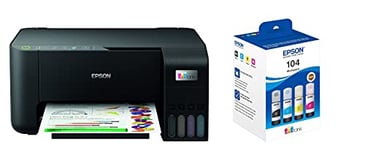 Epson EcoTank ET-2810 Print/Scan/Copy Wi-Fi Printer, Black with Additional Ink Multipack
