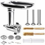 Metal Food Grinder Attachment, for KitchenAid Stand Mixers, 4 Types of Stainless Steel Grinding Plates + 3 Type of Enema Tube. (Only Accessories, Not Including KitchenAid Stand Mixers)
