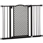 Pet Safety Gate Stair Pressure Fit with Auto Close Double Locking, Black