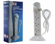 Power Plus 10 Way Surge Protected 2 metre Extension Lead Socket Adaptor White