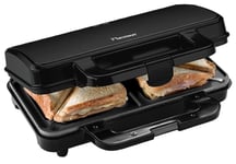 Bestron appareil croque monsieur, appareils à sandwich antiadhésif pour deux sandwichs, avec réglage automatique de la température & indicateur de disponibilité, Couleur: Noir
