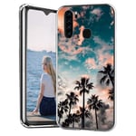 ZhuoFan Blackview A80 Pro Case Clear Slim, Phone Case Cover Silicone TPU Transparent with Design Shockproof Soft TPU Back Bumper Protective for Blackview A80 Pro 6.49", Coconut Tree