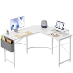 CubiCubi Bureau d'ordinateur en L, 120 x 120 cm Table de PC, Bureau Stable pour Le Jeu, Bureau d'angle avec Support de Moniteur et Sac de Rangement, Table d'angle Grande Table de Bureau, Blanc/Blanc