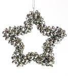 Silver Metal Star Bell Wreath Christmas Tree Hanging Decoration Bells Decor 16cm