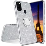 IMEIKONST Samsung A20E Case Ultra-Slim Glitter Sparkly Bling TPU Rotating Ring Stand Silicon Soft TPU Shockproof Protective Shell Skin Cover for Samsung Galaxy A20E Bling Silver KDL