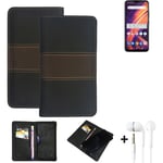 Wallet Case + headphones for Lenovo A7 Protective Cover Brown