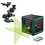 Bosch cross line laser Quigo Green with universal clamp MM 2 (green laser for better visibility, housing made of recycled plastic)