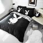 Playboy Classic Bunny Reversible King Duvet Cover Set with Pillowcases Black/White