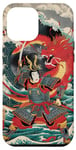 Coque pour iPhone 14 Plus Duel de dragon samouraï : Art tempête d'océan