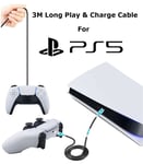 Braided Type-C USB Fast Charge Charging Cable for PS5 Dualsense Controller - 3M