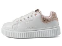 Skechers Street Girls Trainers, White Synthetic/Rose Trim, 13.5 UK