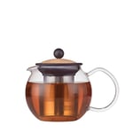 Bodum 1807-109S Théière à Piston, Filtre Inox, Transparent, 0,5 L, Verre, Liège, 12 cm